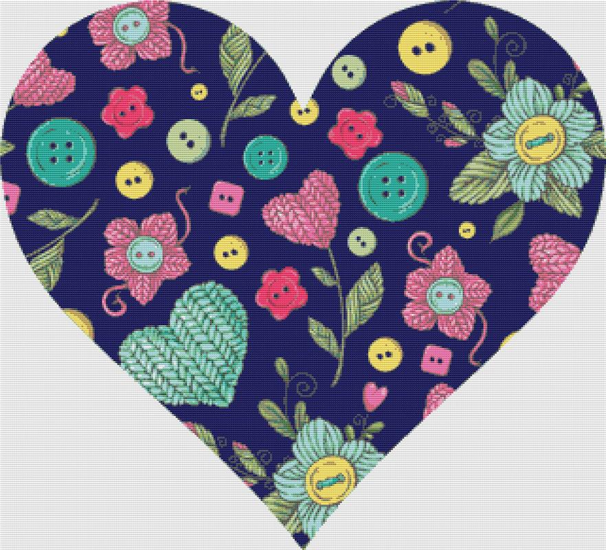 Button Heart - X Squared Cross Stitch