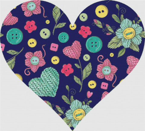 Button Heart - X Squared Cross Stitch