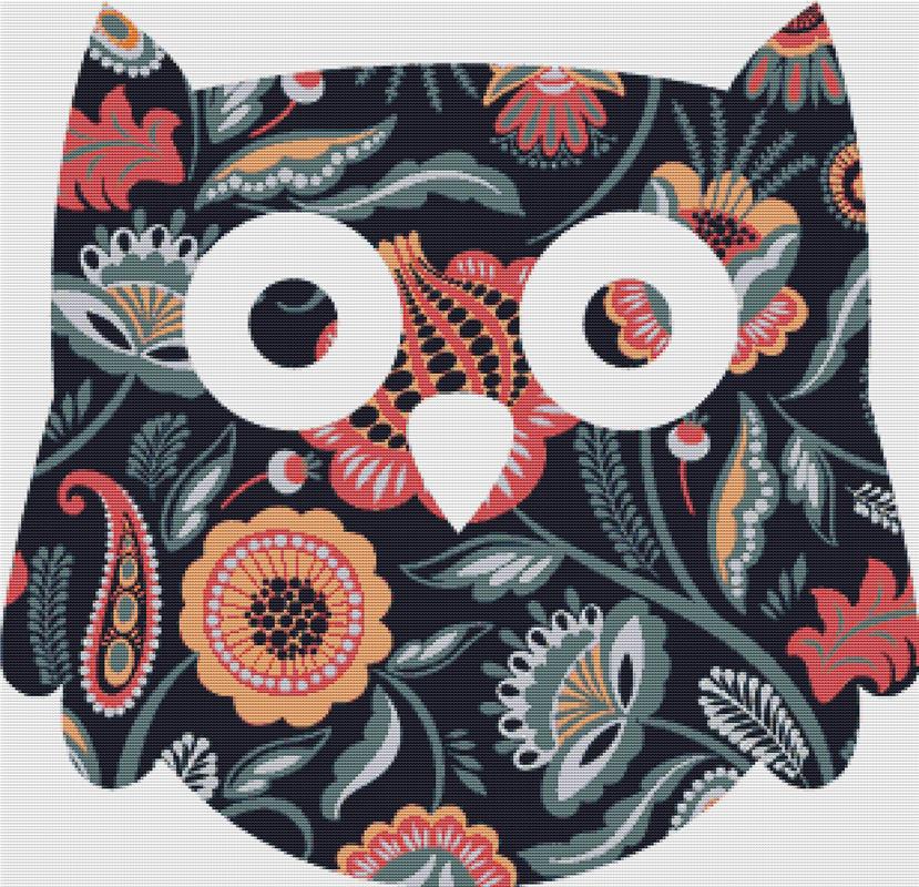 Folk Flowers: Owl - X Squared Cross Stitch