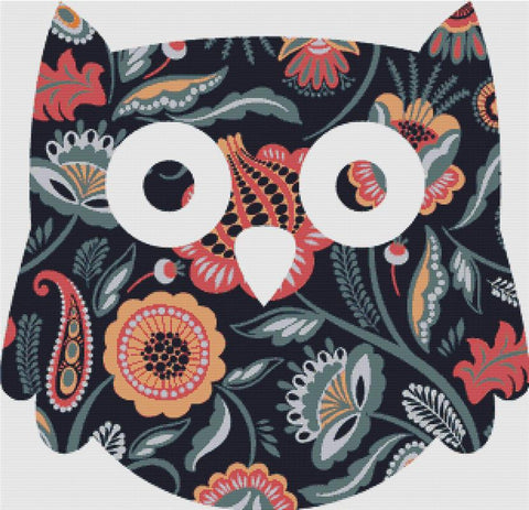 Folk Flowers: Owl - X Squared Cross Stitch