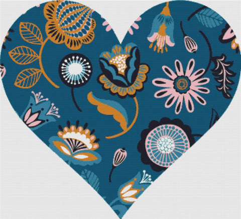 Folk Flowers II: Heart - X Squared Cross Stitch