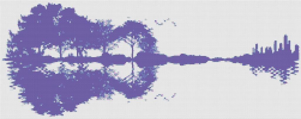 Guitar Landscape: Mauve - X Squared Cross Stitch