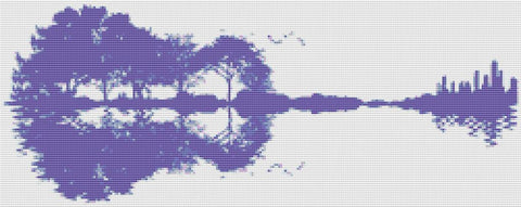 Guitar Landscape: Mauve - X Squared Cross Stitch