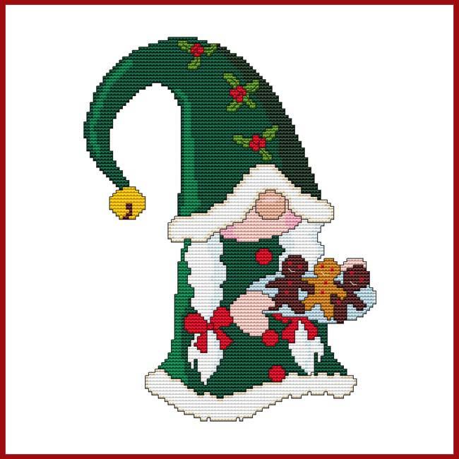 Ms. Christmas Cookie Gnome - Cross Stitch Wonders