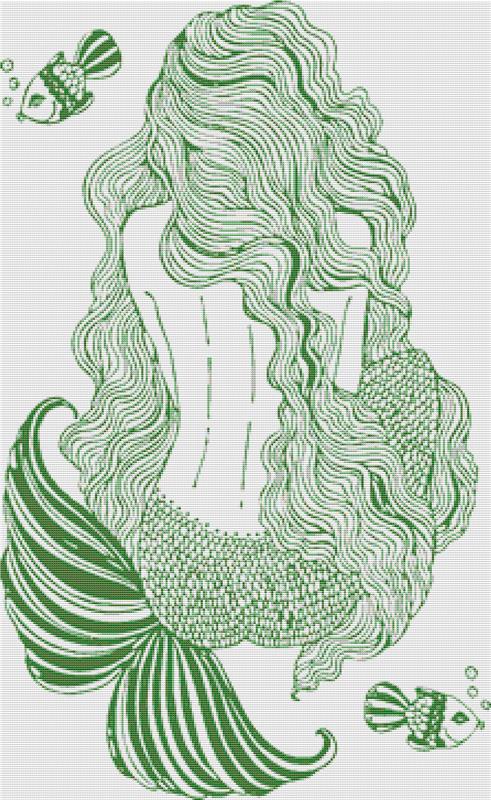 Beautiful Mermaid: Fresh Green - X Squared Cross Stitch