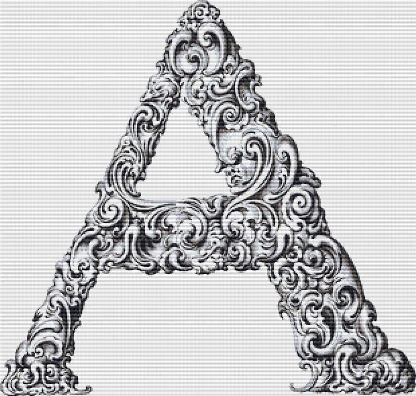Baroque Letter A - X Squared Cross Stitch