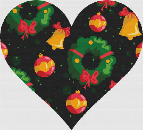 Christmas Wreath Heart - X Squared Cross Stitch