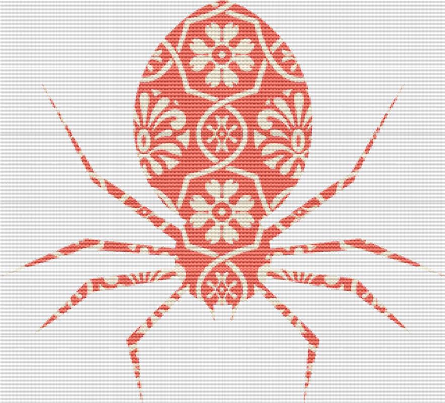 Orange Floral Spider - X Squared Cross Stitch