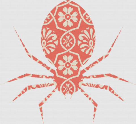 Orange Floral Spider - X Squared Cross Stitch