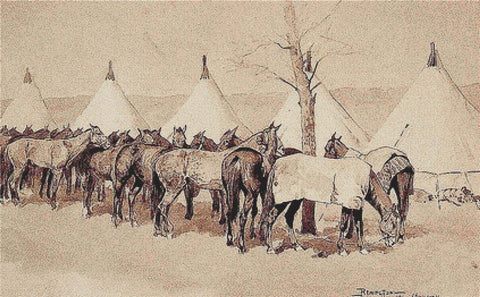A Troop Picket Line Of The Sixth United States Cavalry Camp At Rapid Creek - X Squared Cross Stitch