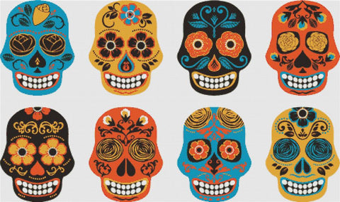 Set Of Sugar Skulls - X Squared Cross Stitch