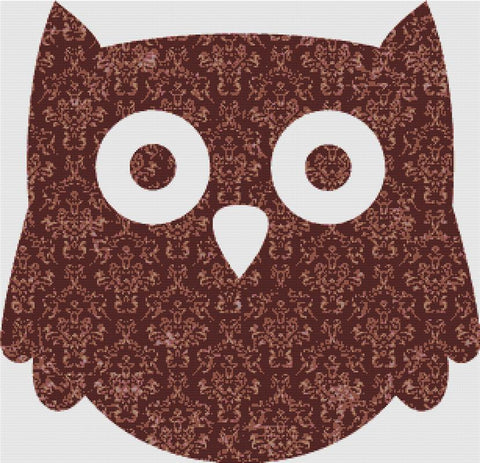 Grunge Damask Owl - X Squared Cross Stitch