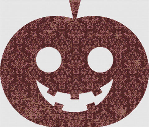 Grunge Damask Jack-O-Lantern - X Squared Cross Stitch