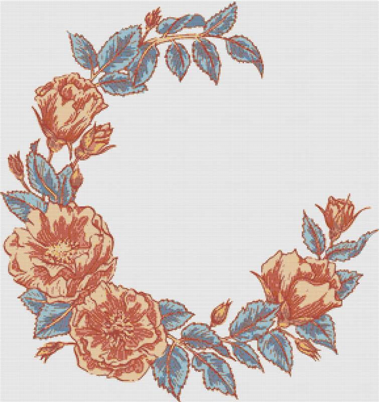Vintage Floral Wreath - X Squared Cross Stitch