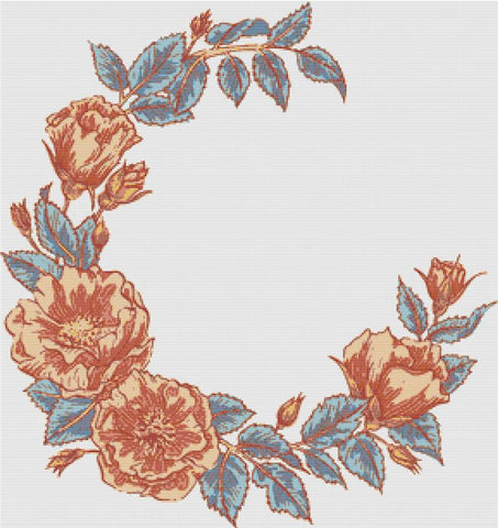 Vintage Floral Wreath - X Squared Cross Stitch