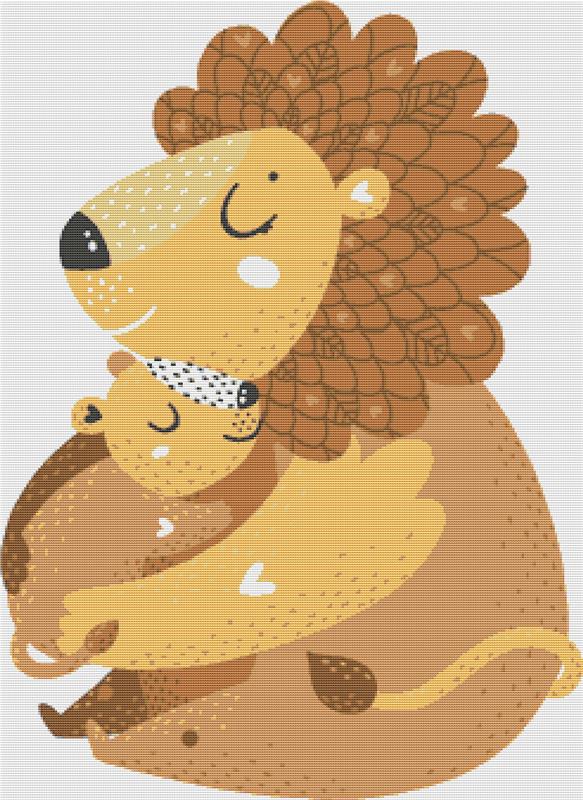 Lion Hug - X Squared Cross Stitch