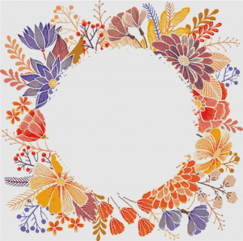 Retro Floral Wreath - X Squared Cross Stitch