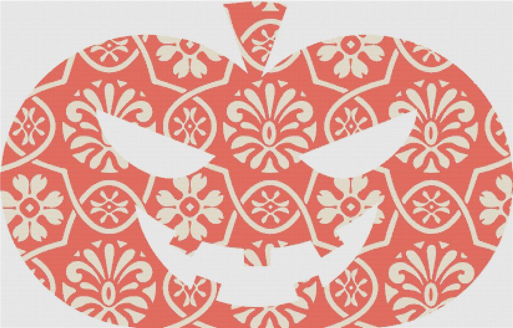 Orange Floral Jack-O-Lantern I - X Squared Cross Stitch