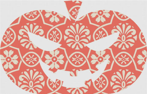 Orange Floral Jack-O-Lantern I - X Squared Cross Stitch
