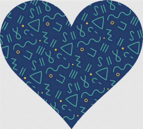 Blue Abstract Swirl Heart - X Squared Cross Stitch