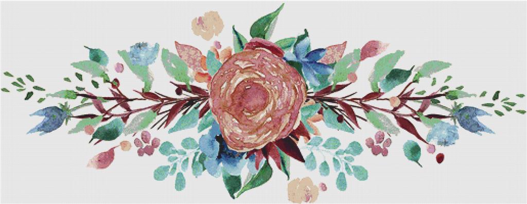 Floral Watercolour Banner - X Squared Cross Stitch