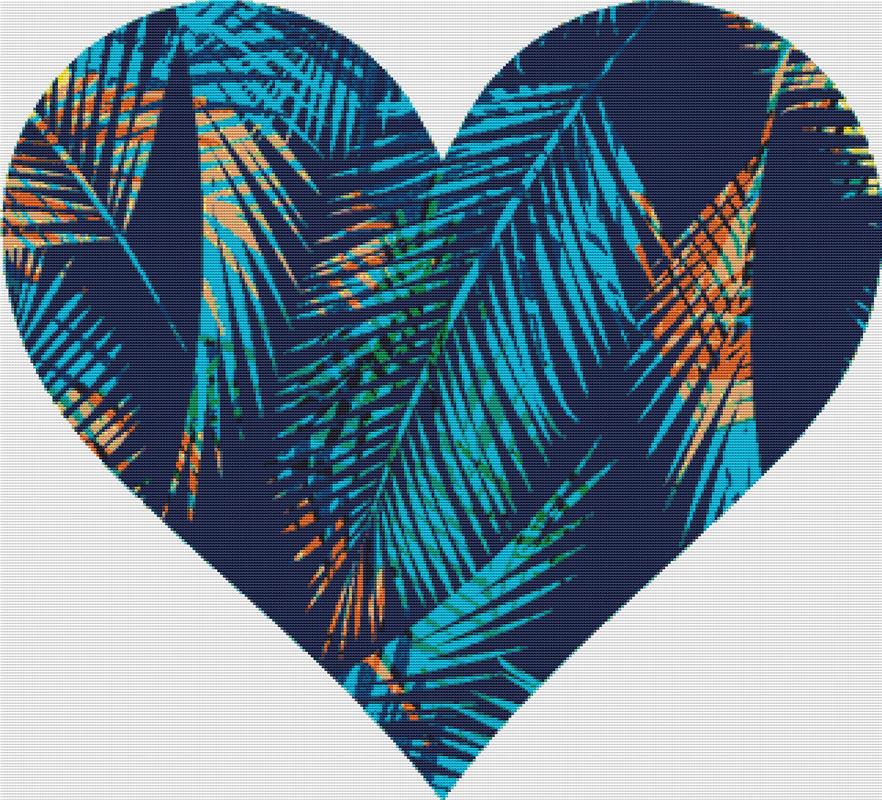 Blue Tropical Heart - X Squared Cross Stitch