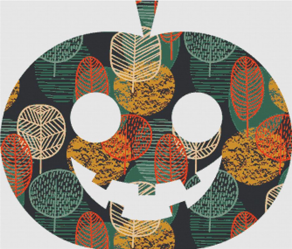 Autumn Tree Jack-O-Lantern - X Squared Cross Stitch