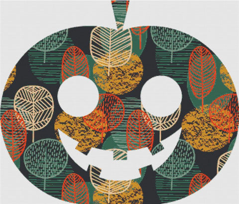 Autumn Tree Jack-O-Lantern - X Squared Cross Stitch