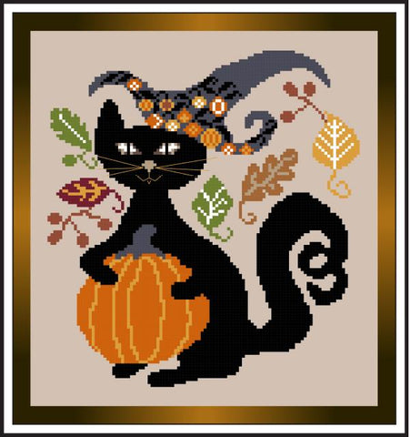 Fall Black Cat - Stitch N Needs