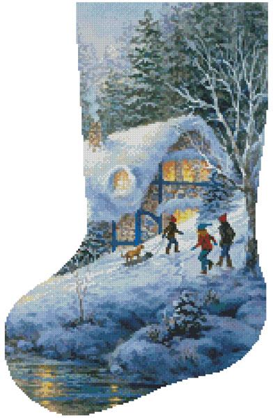 Winter Frolic Stocking (Left) - Artecy Cross Stitch