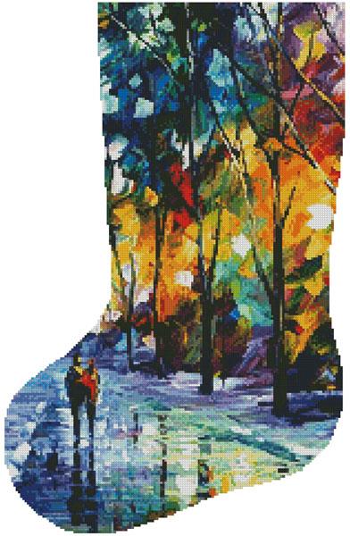 Night Colors Stocking (Left) - Artecy Cross Stitch