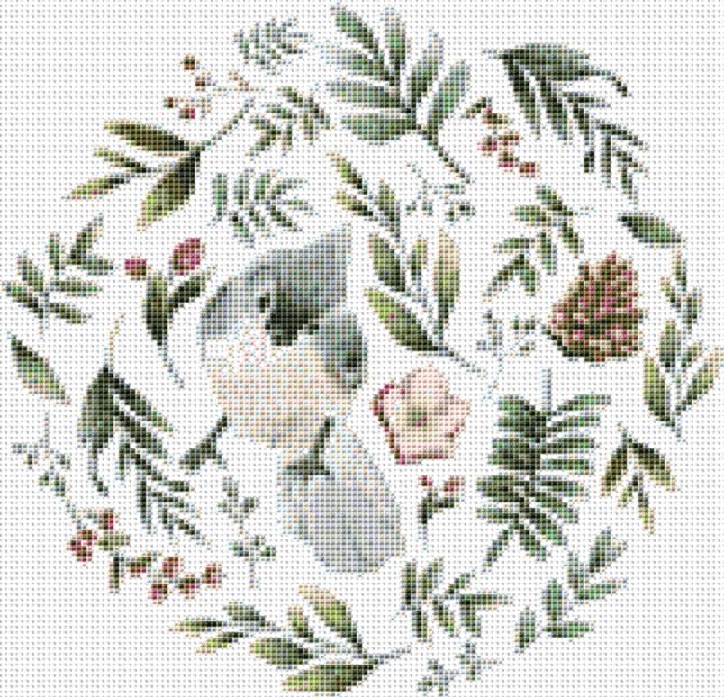 Wild Animals With Flowers And Leaves: Bird - X Squared Cross Stitch