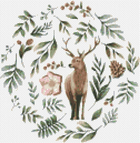 Wild Animals With Flowers And Leaves: Deer - X Squared Cross Stitch