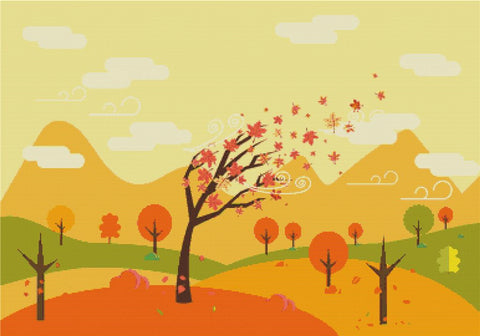 Windy Autumn Day - X Squared Cross Stitch