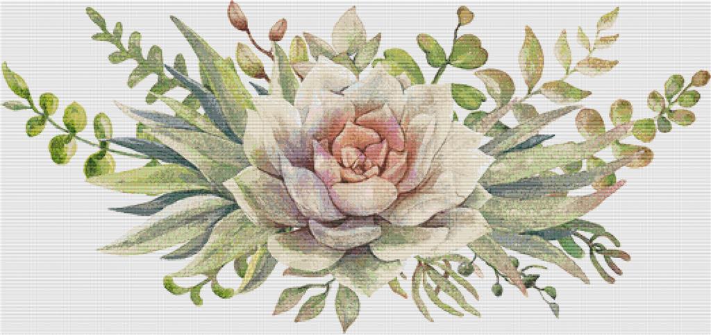 Arrangement Of Succulents IV - X Squared Cross Stitch