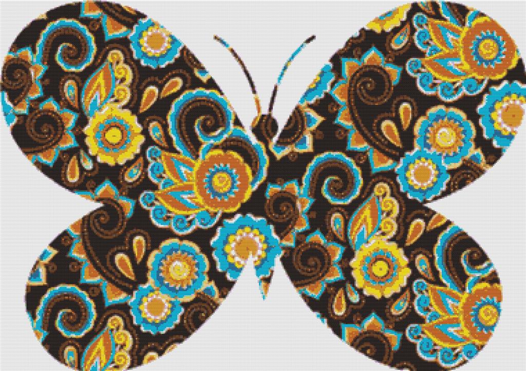 Brown Paisley Butterfly - X Squared Cross Stitch