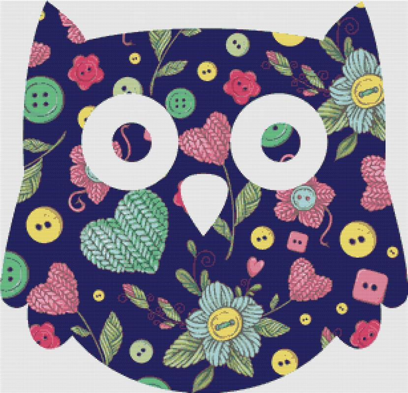 Button Owl - X Squared Cross Stitch