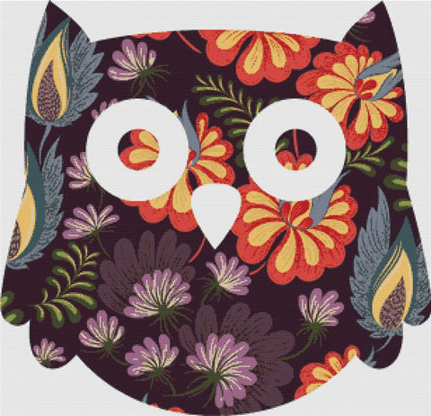 Dark Floral Owl - X Squared Cross Stitch