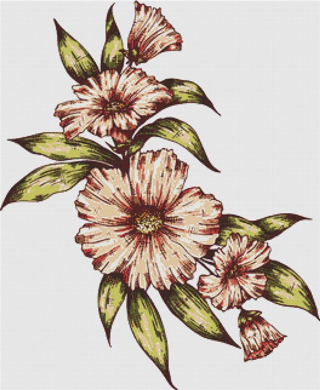 Pink Retro Flowers - X Squared Cross Stitch