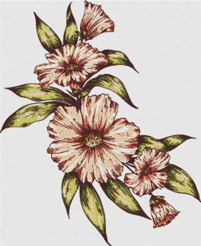 Pink Retro Flowers - X Squared Cross Stitch