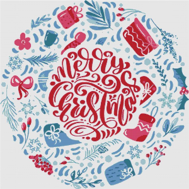 Merry Christmas Circle - X Squared Cross Stitch