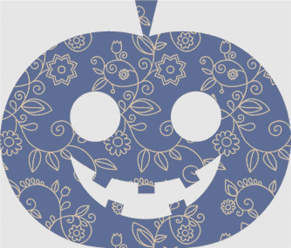 Floral Outline Jack-O-Lantern - X Squared Cross Stitch
