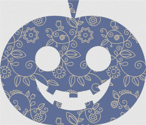 Floral Outline Jack-O-Lantern - X Squared Cross Stitch