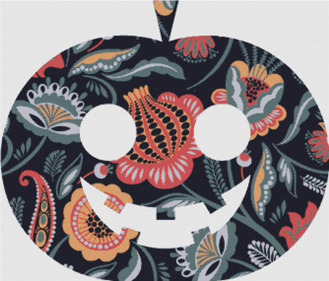 Folk Flowers Jack-O-Lantern - X Squared Cross Stitch