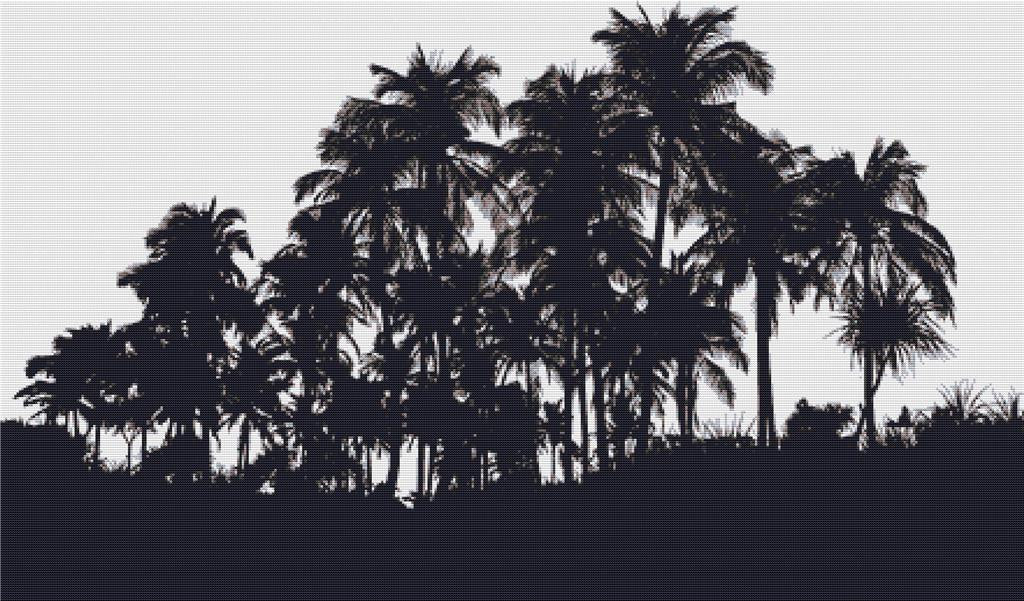 Silhouette Of Palm Trees - X Squared Cross Stitch