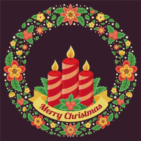 Merry Christmas Wreath - X Squared Cross Stitch