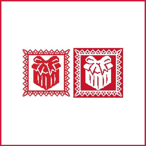 Christmas Stencil Ornament: Present - Cross Stitch Wonders