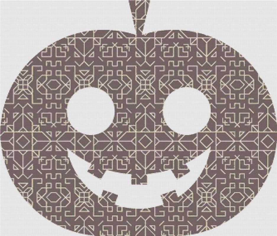 Brown Geometric Jack-O-Lantern - X Squared Cross Stitch