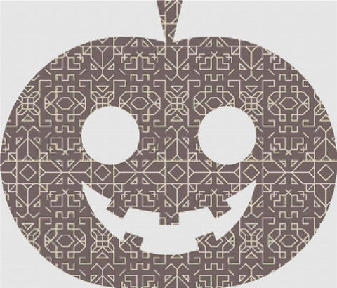Brown Geometric Jack-O-Lantern - X Squared Cross Stitch