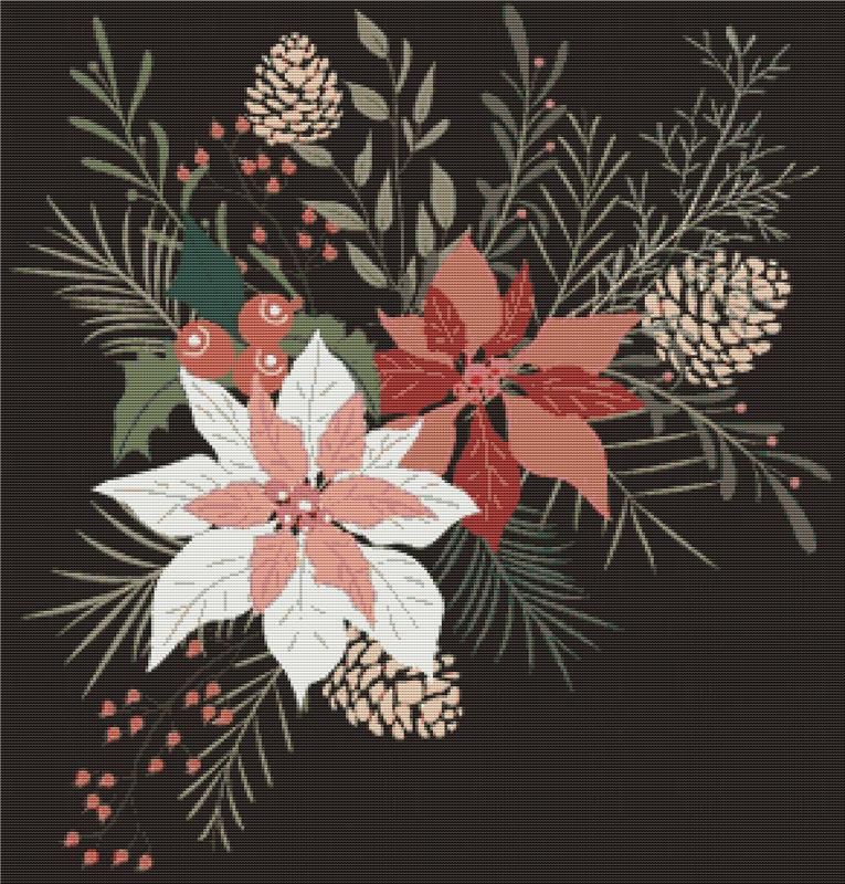 Christmas Flowers - X Squared Cross Stitch